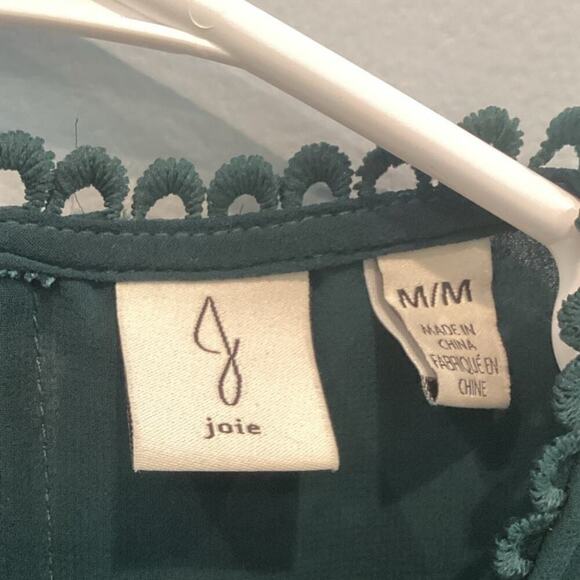 Joie Womens Blouse Size Medium Green Sheer Crochet Romantic Fall Business Office - Picture 3 of 10